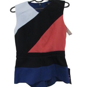 BCBGMAXAZRIA Natalia Black Comb Sleeveless Top Blouse